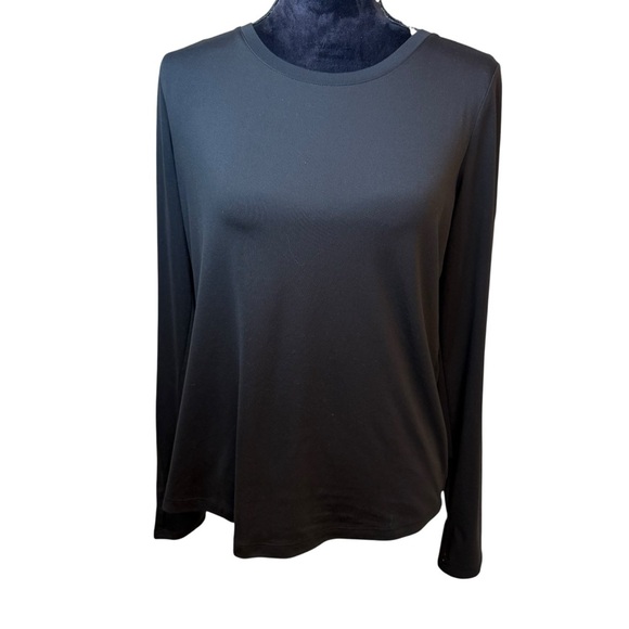 Yogalicious | Black Long Sleeve Tee with Cut Out Back | Sz L - Picture 1 of 5